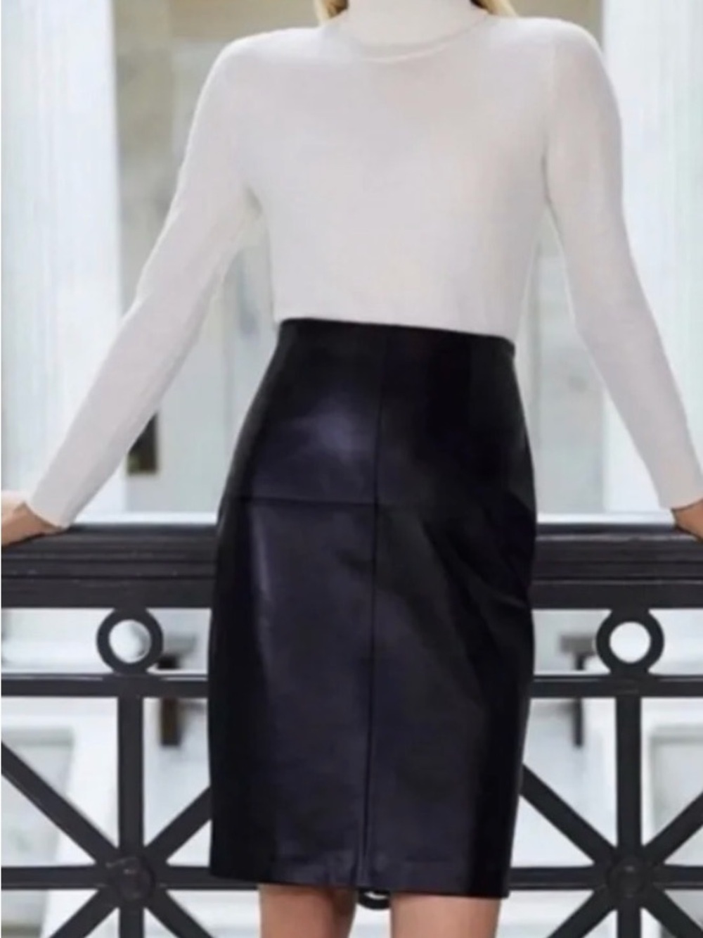 NWT Antonio Melani Classic Leather Pencil Skirt - Women